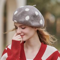 Women's Sweet Polka Dots Printing Beret Hat main image 4