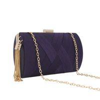 White Purple Royal Blue Velvet Stripe Weave Cylindrical Evening Bags sku image 2