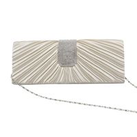 Black Gold Silver Satin Solid Color Square Hot Drill Clutch Evening Bag main image 3