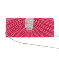 Black Gold Silver Satin Solid Color Square Hot Drill Clutch Evening Bag main image 2