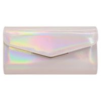White Black Pink Pu Leather Solid Color Claw Chain Square Clutch Evening Bag sku image 3