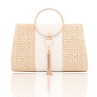 White Yellow Linen Solid Color Ornament Square Evening Bags sku image 1