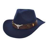 Unisex Fashion Solid Color Curved Eaves Cowboy Hat Fedora Hat main image 1