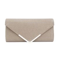 White Black Gold Metal Flash Fabric Solid Color Chain Square Clutch Evening Bag main image 3