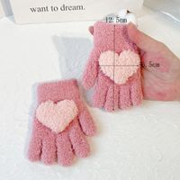 Children Unisex Cute Heart Shape Imitation Cashmere Gloves 2 Piece Set main image 5