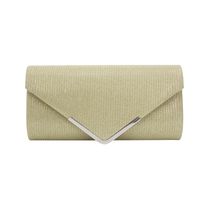 White Black Gold Metal Flash Fabric Solid Color Chain Square Clutch Evening Bag main image 2