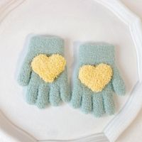 Children Unisex Cute Heart Shape Imitation Cashmere Gloves 2 Piece Set sku image 5