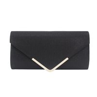 White Black Gold Metal Flash Fabric Solid Color Chain Square Clutch Evening Bag sku image 2