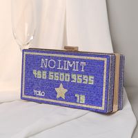 White Red Blue Pu Leather Letter Square Clutch Evening Bag sku image 3