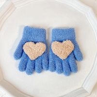 Children Unisex Cute Heart Shape Imitation Cashmere Gloves 2 Piece Set sku image 3