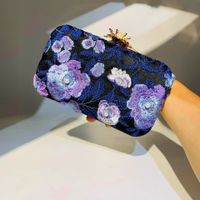 Polyester Flower Embroidery Square Evening Bags sku image 3