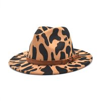 Unisex Fashion Cow Pattern Flat Eaves Fedora Hat sku image 4