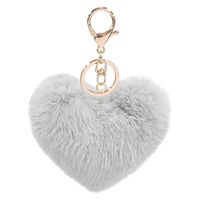Cute Heart Shape Solid Color Alloy Pom Poms Bag Pendant Keychain sku image 10