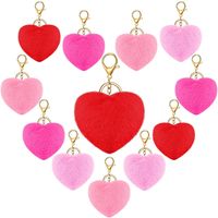 Cute Heart Shape Solid Color Alloy Pom Poms Bag Pendant Keychain main image 3