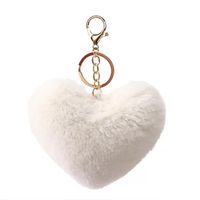 Cute Heart Shape Solid Color Alloy Pom Poms Bag Pendant Keychain sku image 4