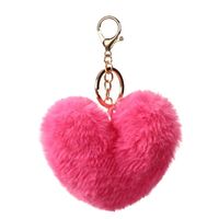 Cute Heart Shape Solid Color Alloy Pom Poms Bag Pendant Keychain sku image 11