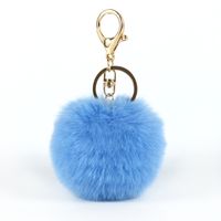 Cute Solid Color Metal Pom Poms Plating Bag Pendant Keychain main image 4