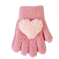 Children Unisex Cute Heart Shape Imitation Cashmere Gloves 2 Piece Set main image 3