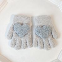 Children Unisex Cute Heart Shape Imitation Cashmere Gloves 2 Piece Set sku image 6