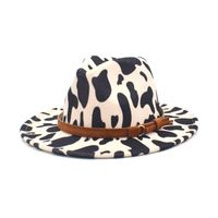 Unisex Fashion Cow Pattern Flat Eaves Fedora Hat sku image 6