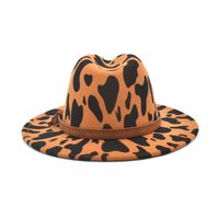 Unisex Fashion Cow Pattern Flat Eaves Fedora Hat main image 2