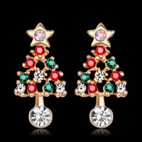 Christmas Tree Alloy Plating Rhinestones Women's Drop Earrings 1 Pair main image 4
