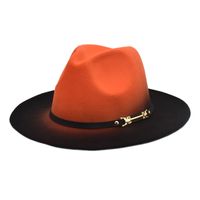 Unisex Fashion Color Block Gradient Color Flat Eaves Fedora Hat sku image 3