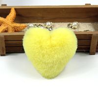 Cute Heart Shape Solid Color Alloy Pom Poms Bag Pendant Keychain sku image 1