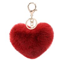 Cute Heart Shape Solid Color Alloy Pom Poms Bag Pendant Keychain sku image 8