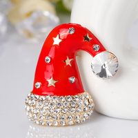 Cute Christmas Hat Alloy Diamond Rhinestones Women's Brooches main image 1