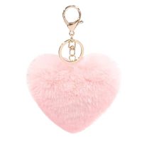 Cute Heart Shape Solid Color Alloy Pom Poms Bag Pendant Keychain sku image 6
