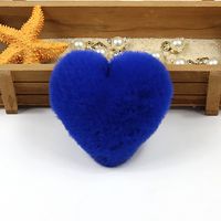 Cute Heart Shape Solid Color Alloy Pom Poms Bag Pendant Keychain sku image 2