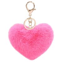 Cute Heart Shape Solid Color Alloy Pom Poms Bag Pendant Keychain sku image 9