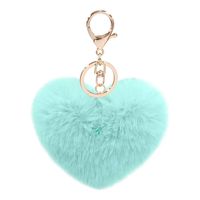 Cute Heart Shape Solid Color Alloy Pom Poms Bag Pendant Keychain main image 2