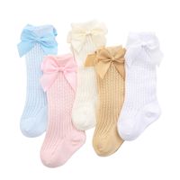 Women's Fashion Solid Color Bow Knot Cotton Mesh Over The Knee Socks 1 Set main image 4