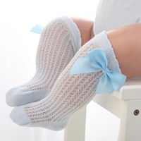 Women's Fashion Solid Color Bow Knot Cotton Mesh Over The Knee Socks 1 Set sku image 1