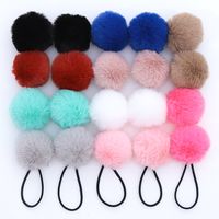 Sweet Solid Color Plush Pom Poms Hair Tie main image 5