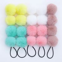 Sweet Solid Color Plush Pom Poms Hair Tie main image 4