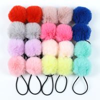 Sweet Solid Color Plush Pom Poms Hair Tie main image 3