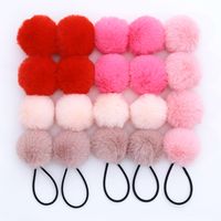 Sweet Solid Color Plush Pom Poms Hair Tie main image 2