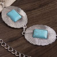 Bohemian Square Oval Metal Inlay Turquoise Women's Chain Belts 1 Piece main image 3