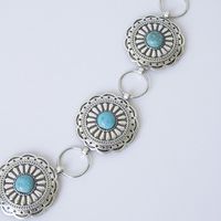 Retro Flower Metal Inlay Turquoise Women's Chain Belts 1 Piece main image 5