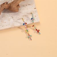 Fashion Leaf Copper Plating Inlay Zircon Drop Earrings 1 Pair main image 3