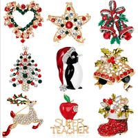 Fashion Christmas Tree Star Heart Shape Alloy Plating Rhinestones Women's Brooches main image 1