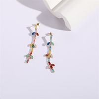 Fashion Leaf Copper Plating Inlay Zircon Drop Earrings 1 Pair main image 2