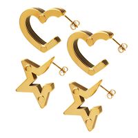 Simple Style Star Heart Shape Copper Plating Earrings 1 Pair main image 2
