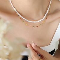 Simple Style Round Titanium Steel Enamel Plating Shell Necklace 1 Piece main image 3