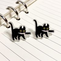 1 Pair Cute Funny Knife Cat Arylic Ear Studs sku image 2