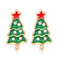 Cute Christmas Tree Apple Snowman Alloy Plating Rhinestones Women's Ear Studs 1 Pair sku image 11
