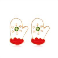 Mignon Arbre De Noël Pomme Bonhomme De Neige Alliage Placage Strass Femmes Goujons D'oreille 1 Paire sku image 9